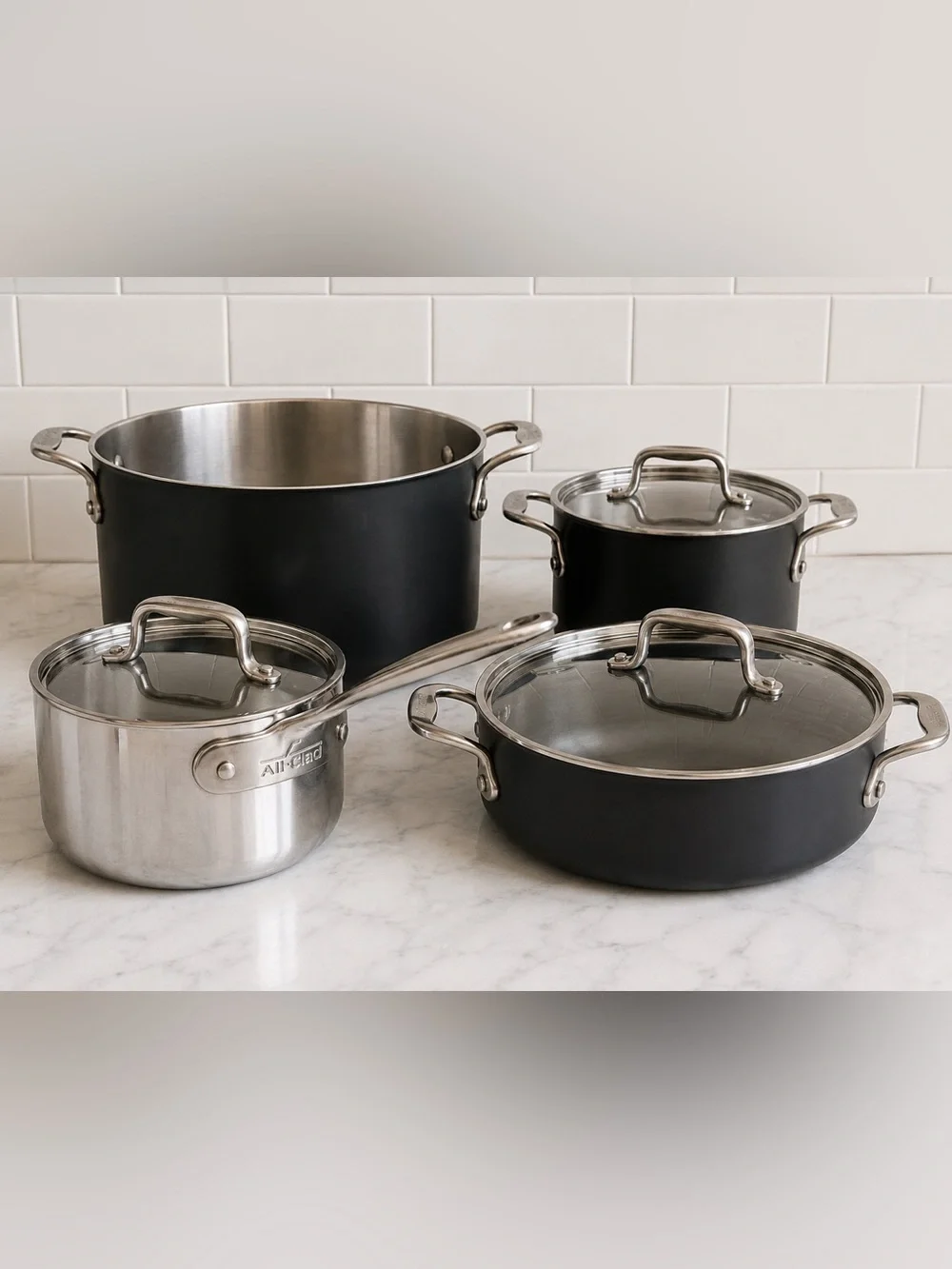 All-Clad LTD Cookware Set – 4 Pots/Pans with Lids – Made in USA